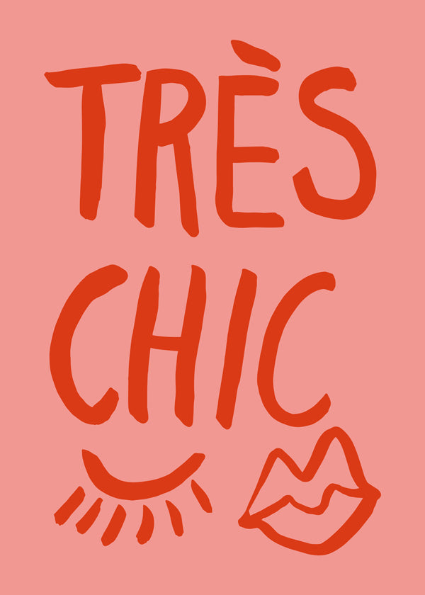 Typografický plakát 'Très Chic' růžový