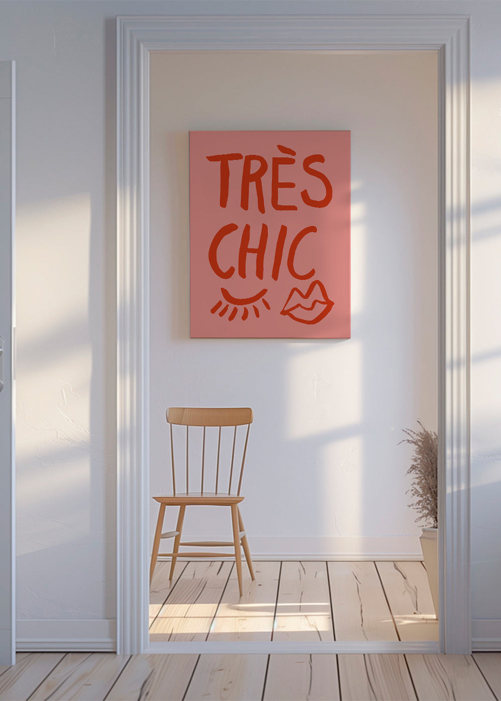 Typografický plakát 'Très Chic' růžový