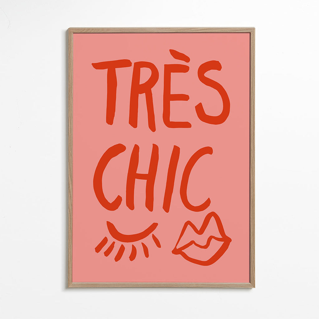 Typografický plakát 'Très Chic' růžový