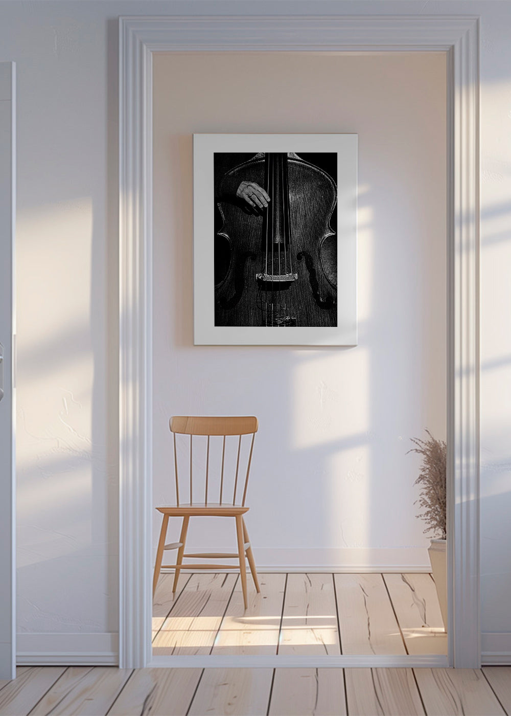 Fotografie kontrabasu černobílá