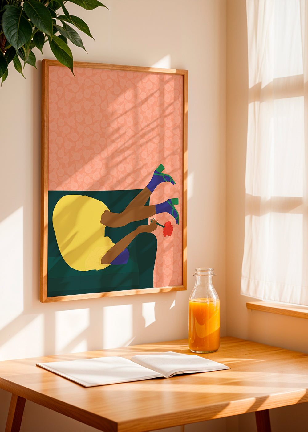 Ilustrace obrácené postavy na pohovce