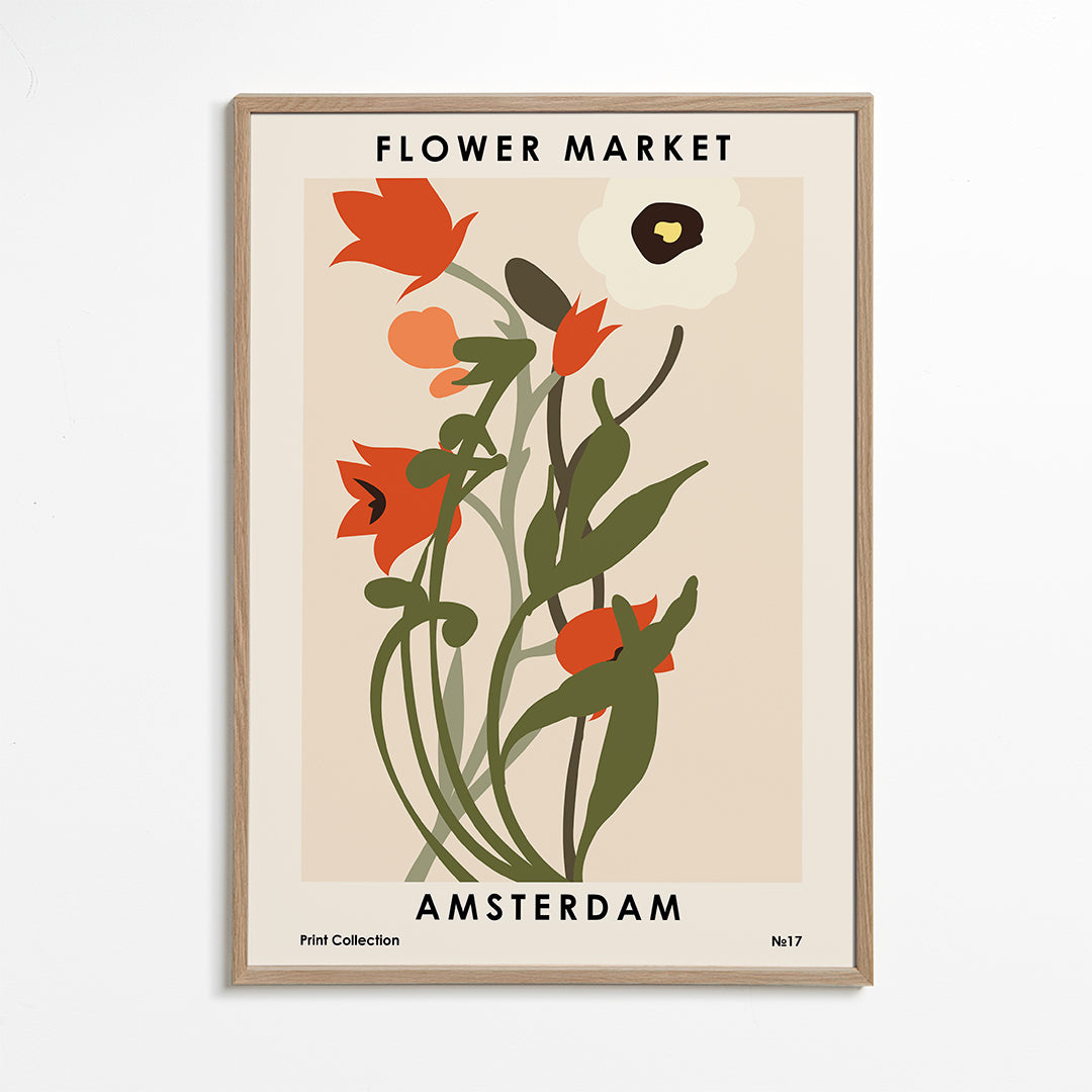 Botanický plakát Flower Market Amsterdam kytice