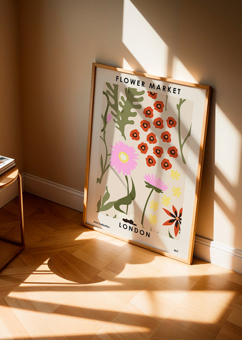 Botanický plakát Flower Market London s ilustrativními květy