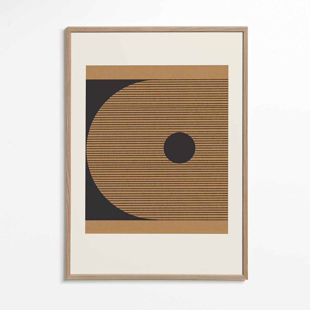Geometrický obraz s kruhy a liniovou texturou