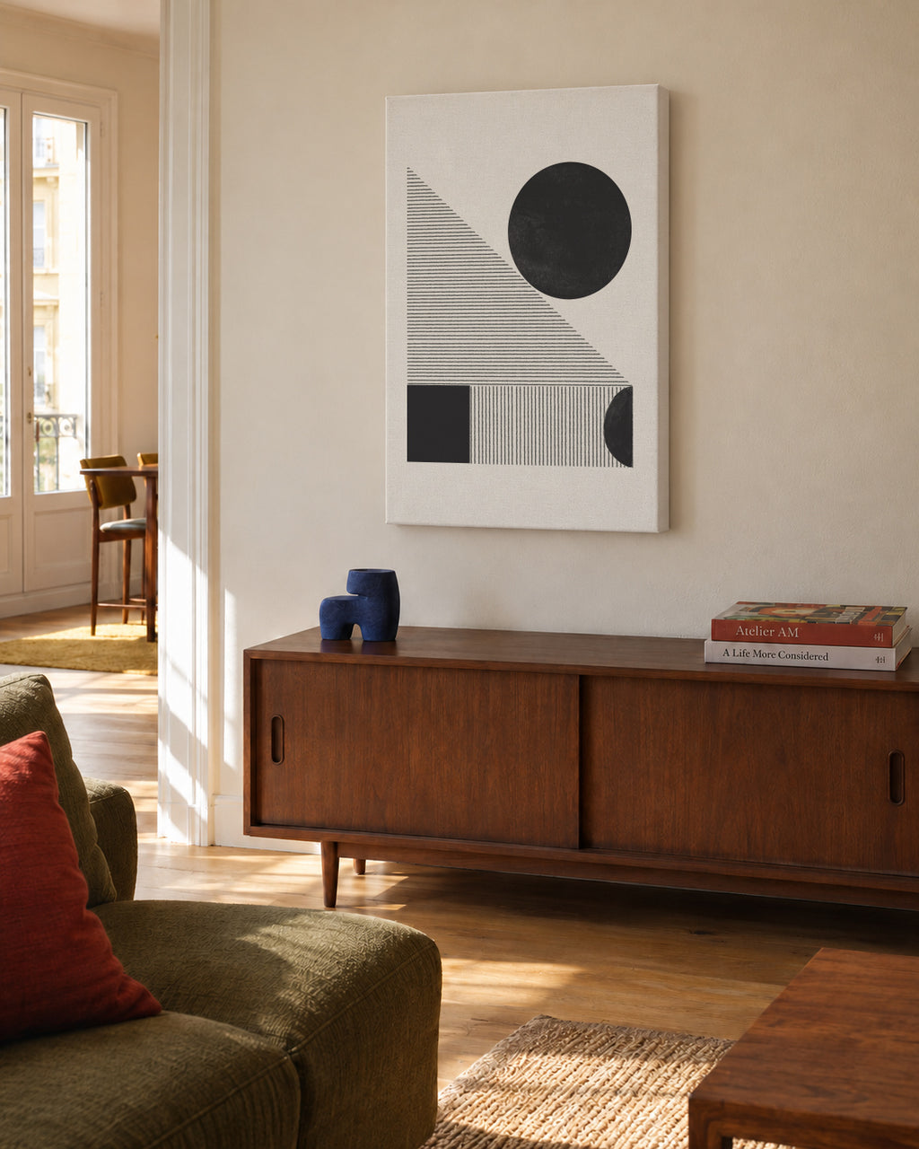 Composition IX - Unframed canvas in an interior