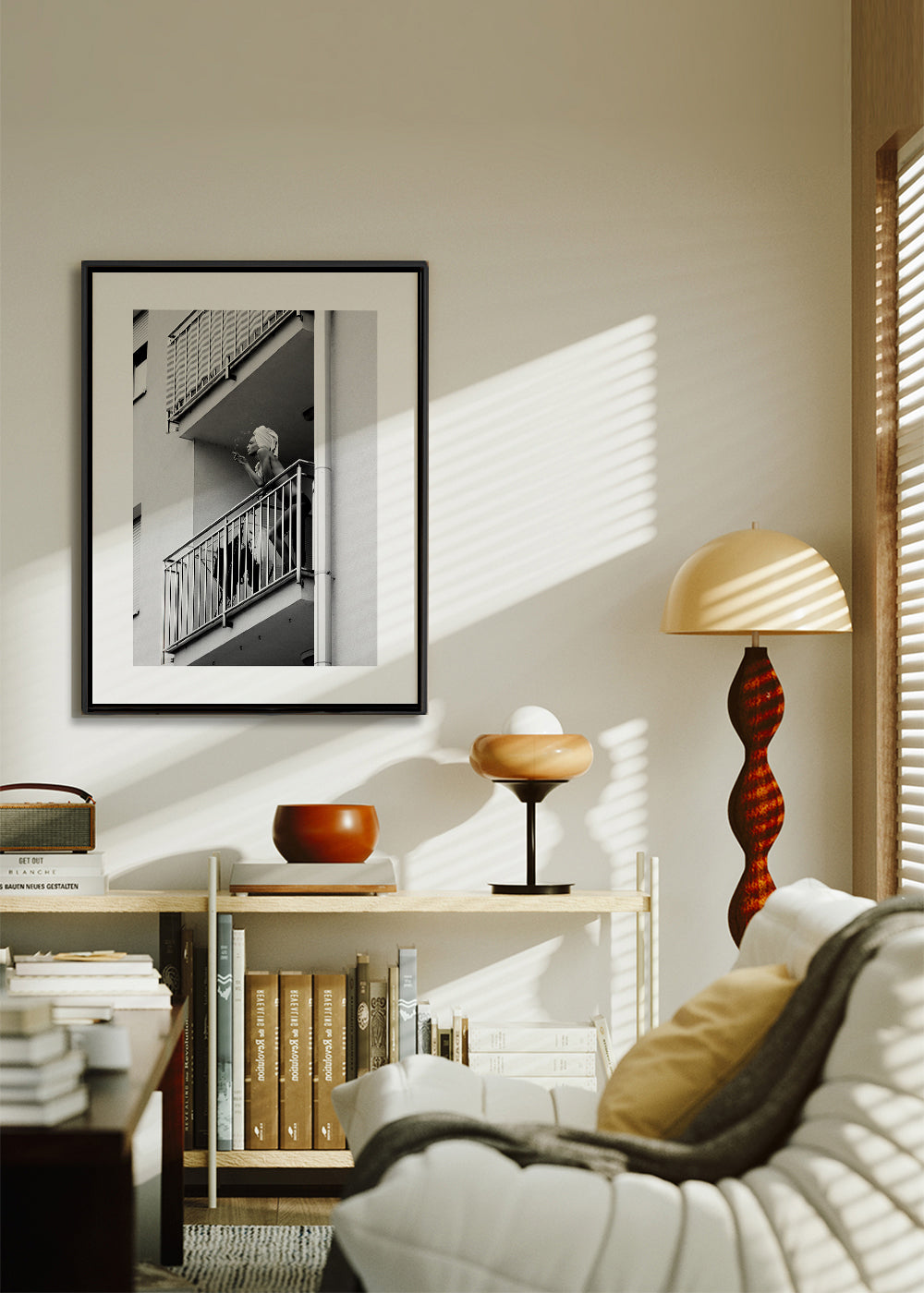 Fotografie na balkóně v černobílé