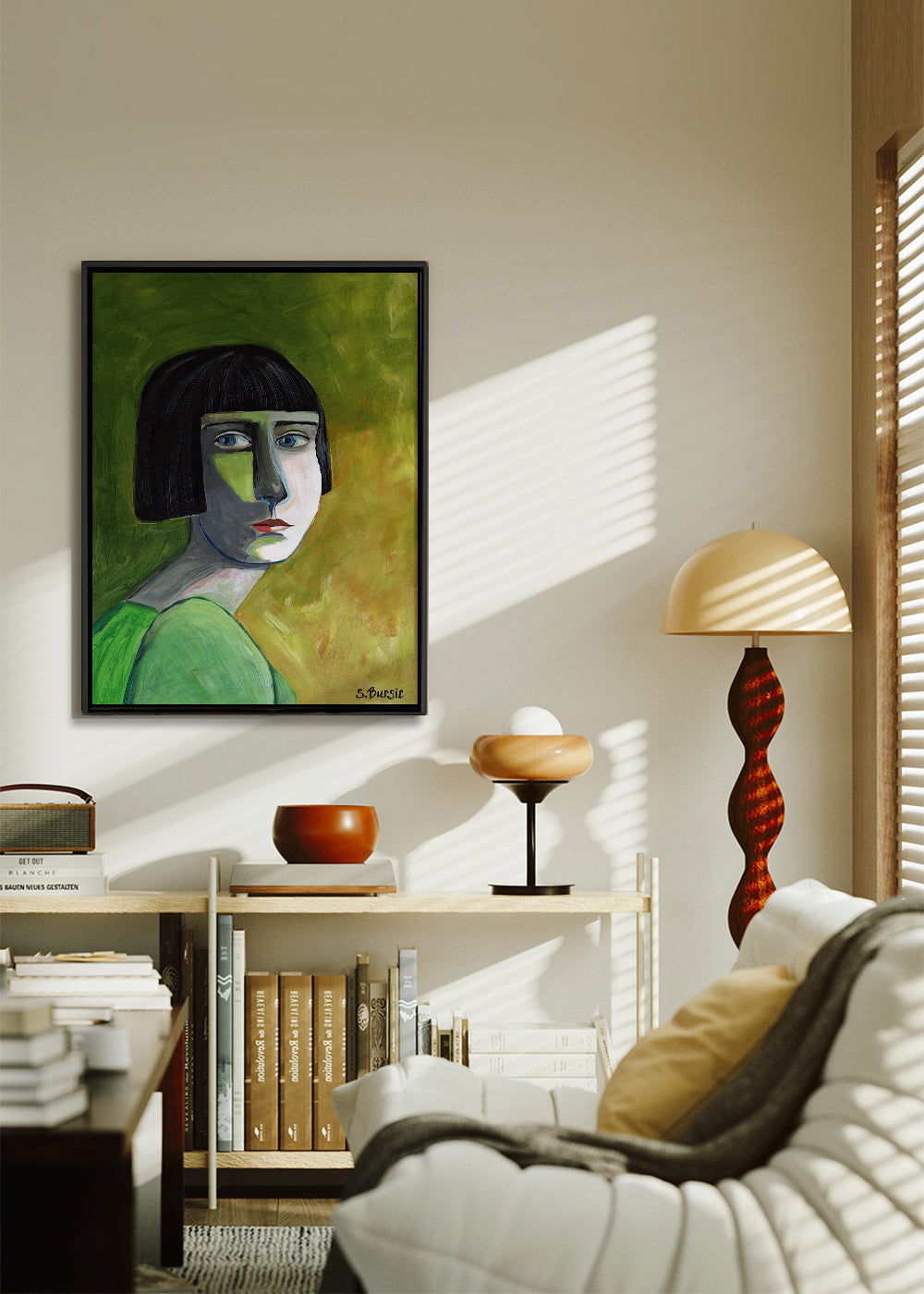 Ilustrace portrét ženy s bočním pohledem