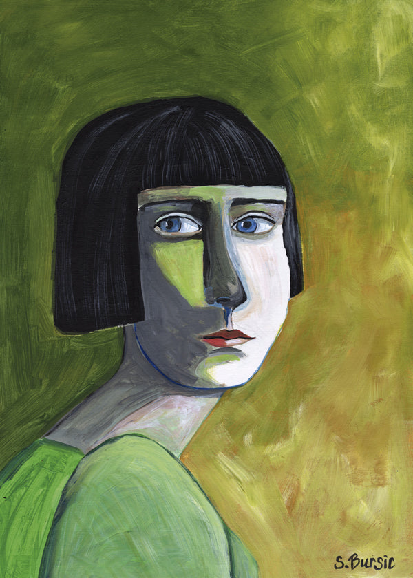 Ilustrace portrét ženy s bočním pohledem