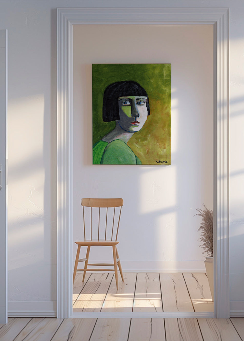 Ilustrace portrét ženy s bočním pohledem