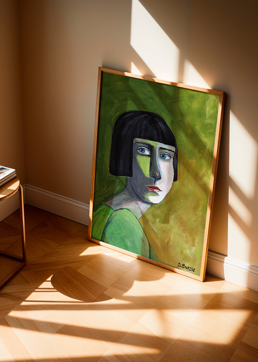 Ilustrace portrét ženy s bočním pohledem