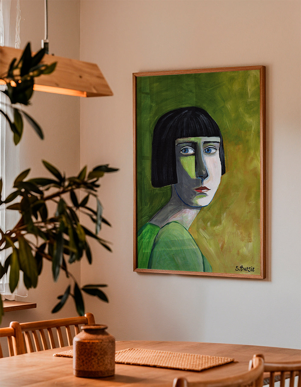 Ilustrace portrét ženy s bočním pohledem