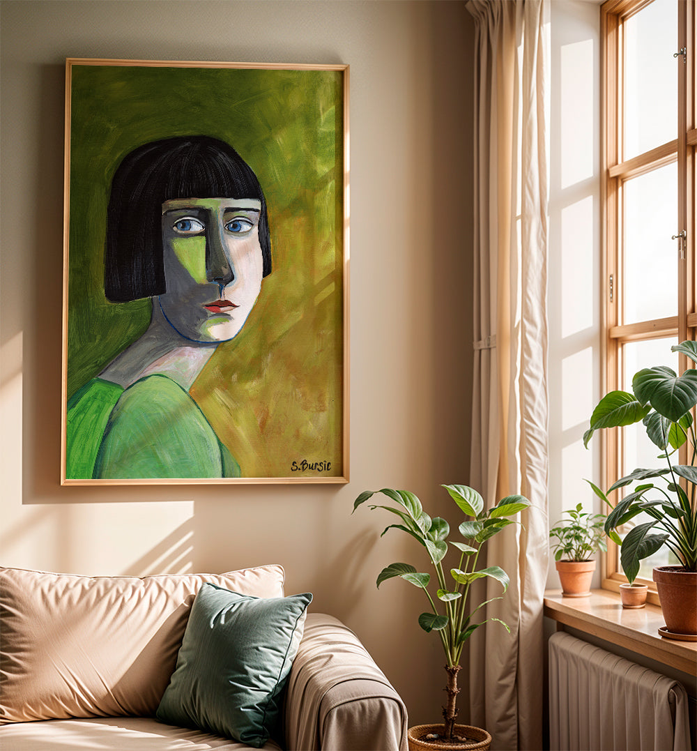Ilustrace portrét ženy s bočním pohledem