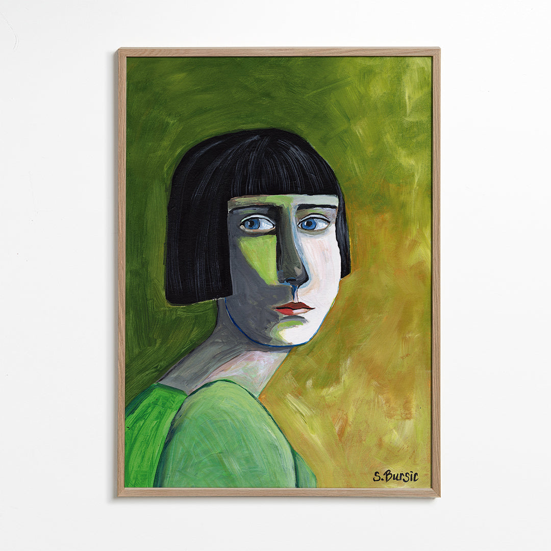 Ilustrace portrét ženy s bočním pohledem