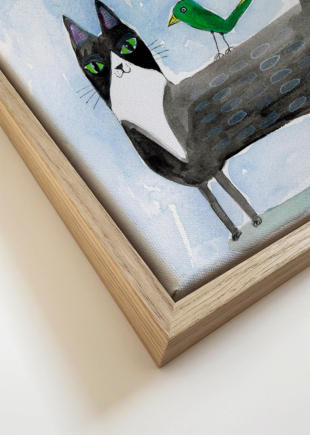 Ilustrace kočky a ptáka