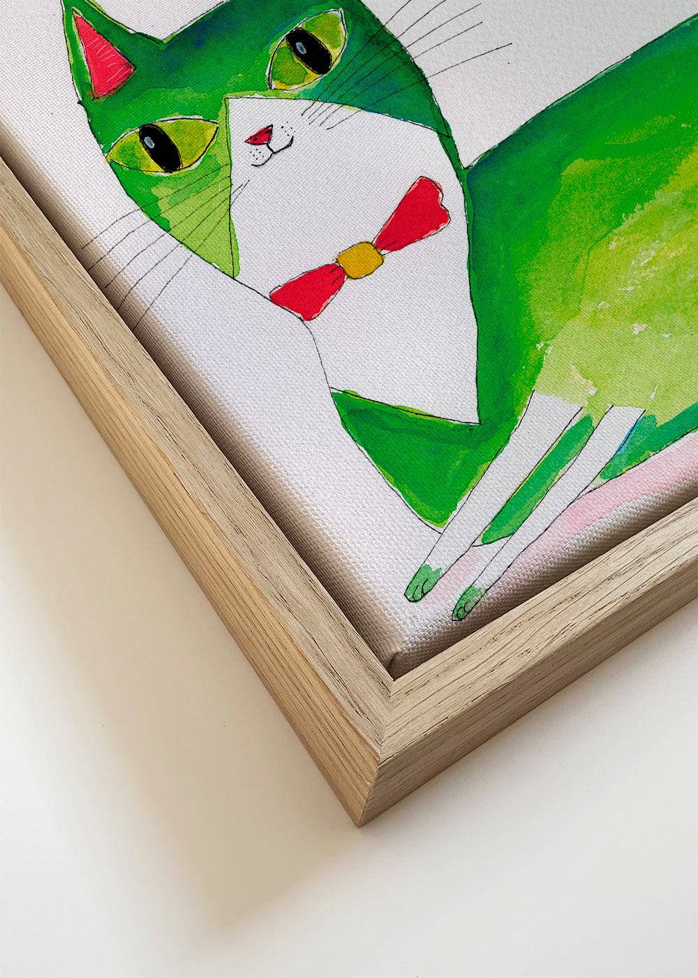 Zelená kočka ilustrace vleže