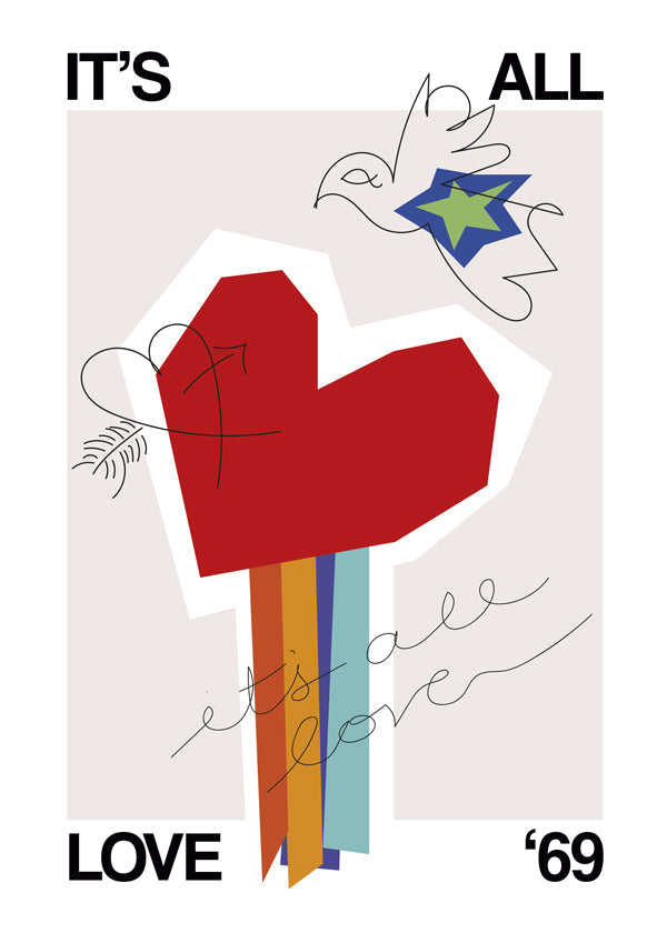 Ilustrace srdce vintage 69
