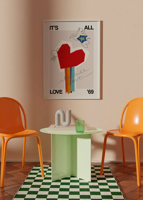Ilustrace srdce vintage 69