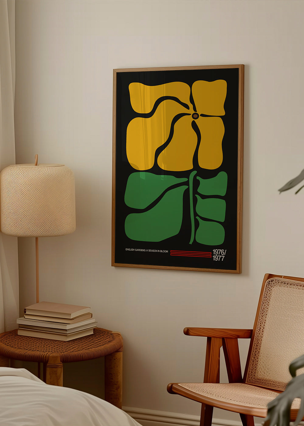 Botanický plakát se žlutou květinou