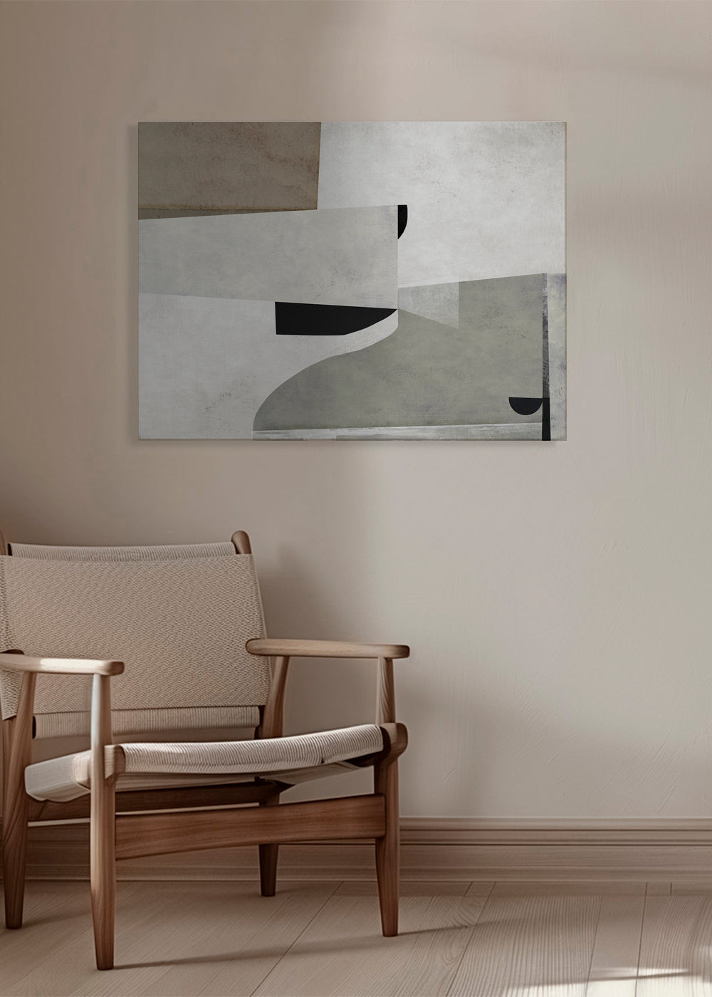 Abstraktní obraz s jemnými architektonickými tvary