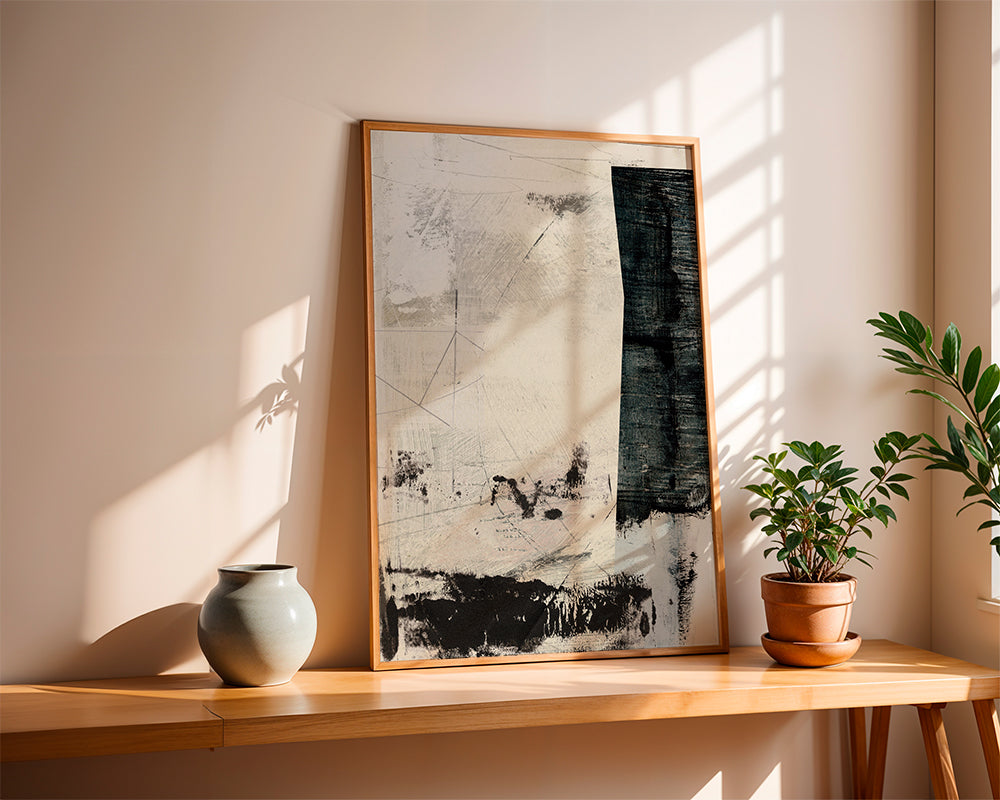Abstraktní obraz gestuální černobílý