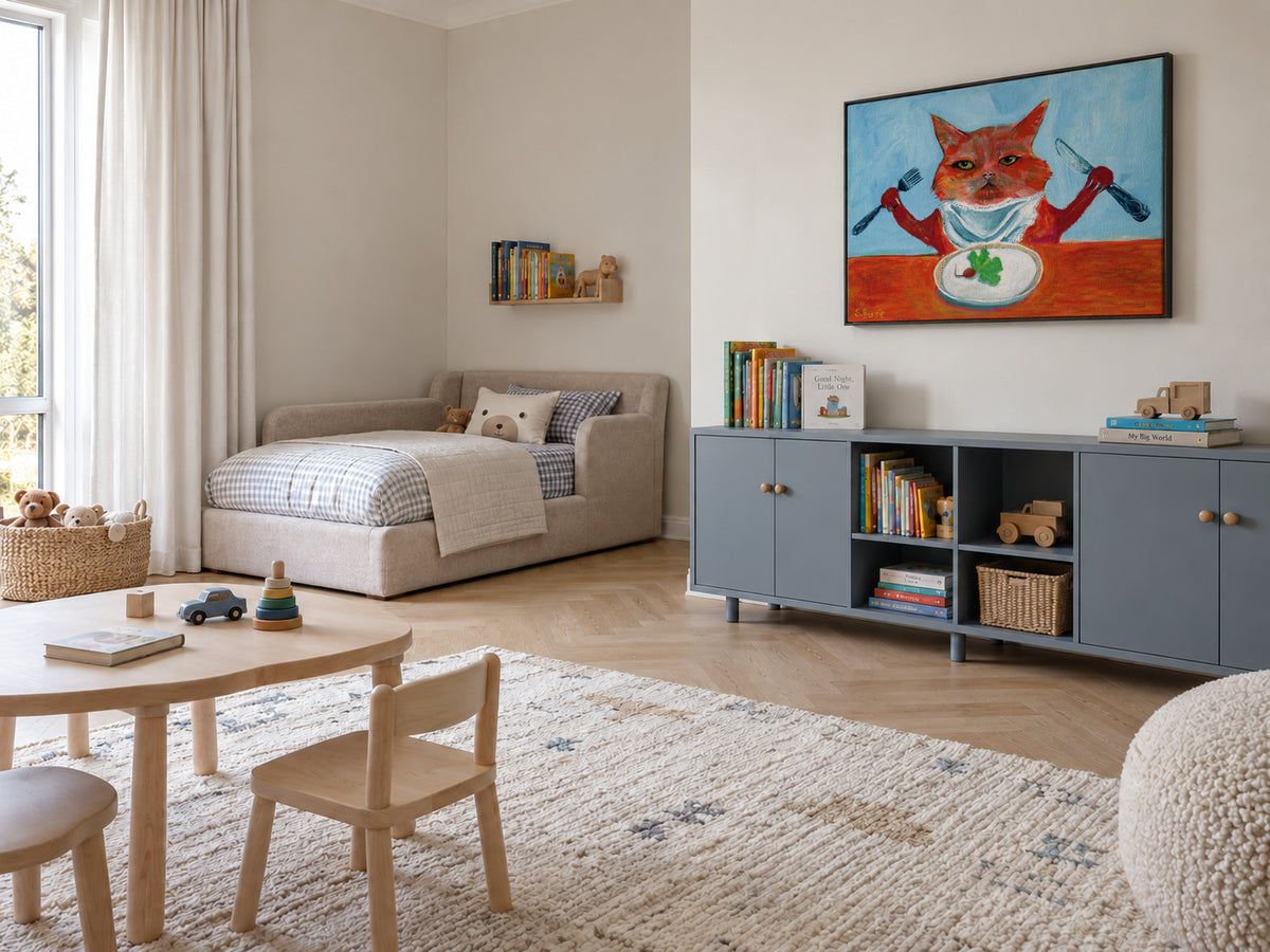 Vegan Cat - Framed canvas in an interior