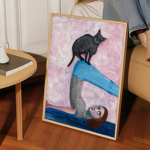 Relaxační design s jógovou pozicí a kočkou
