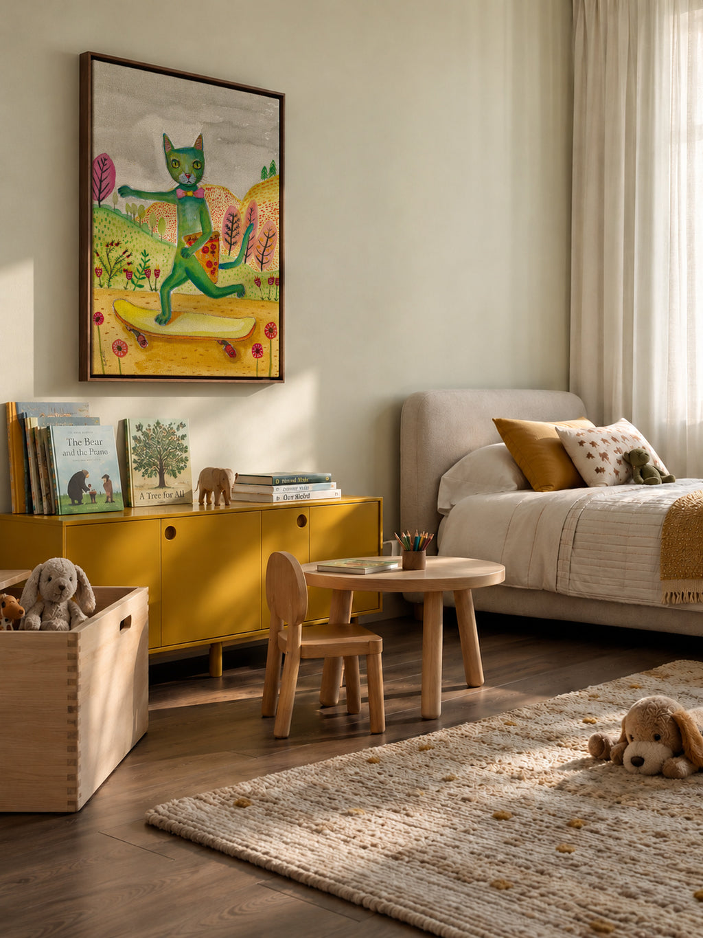 Pizza Cat - Framed canvas in an interior