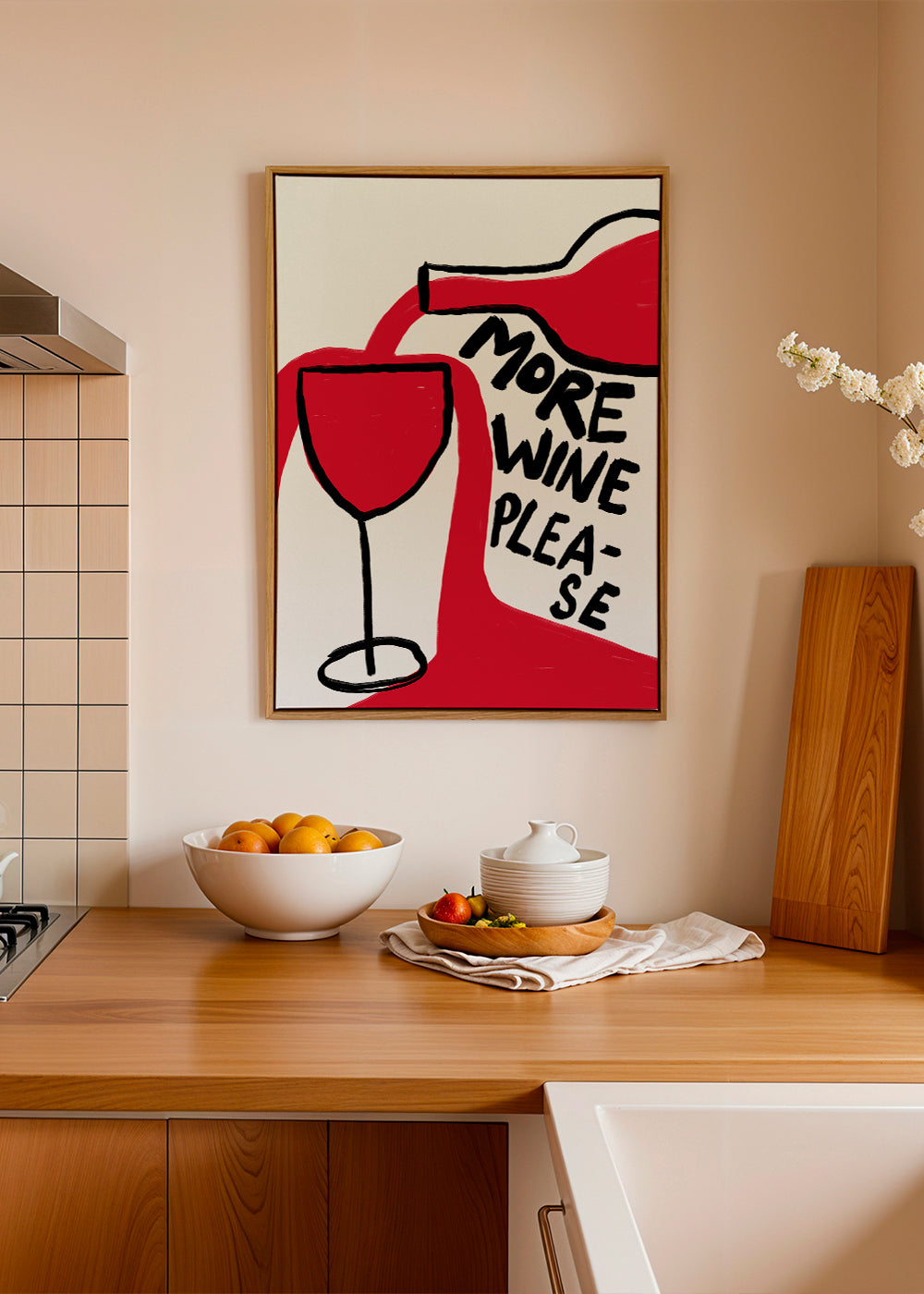 Obraz do kuchyně More Wine Please grafická ilustrace