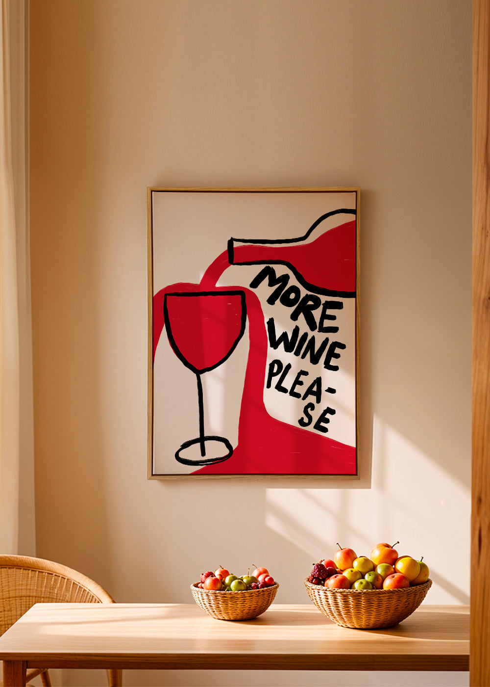 Obraz do kuchyně More Wine Please grafická ilustrace