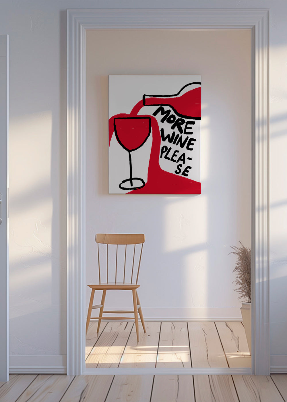 Obraz do kuchyně More Wine Please grafická ilustrace