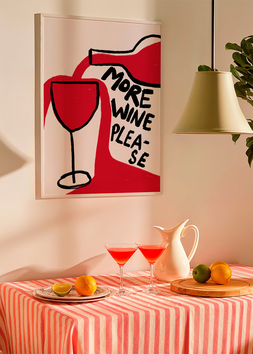Obraz do kuchyně More Wine Please grafická ilustrace