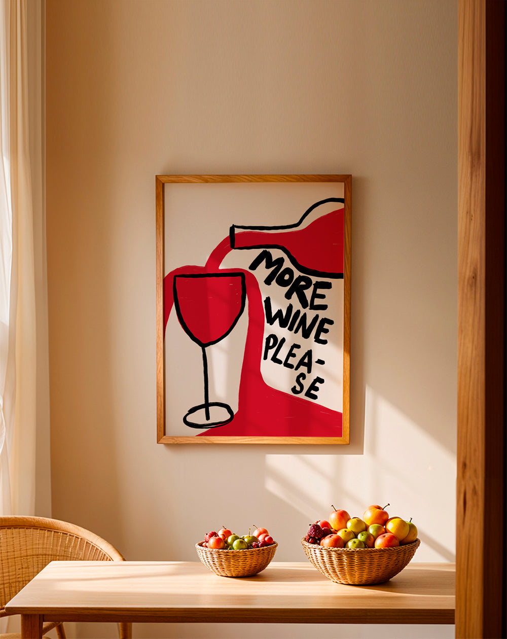 Obraz do kuchyně More Wine Please grafická ilustrace