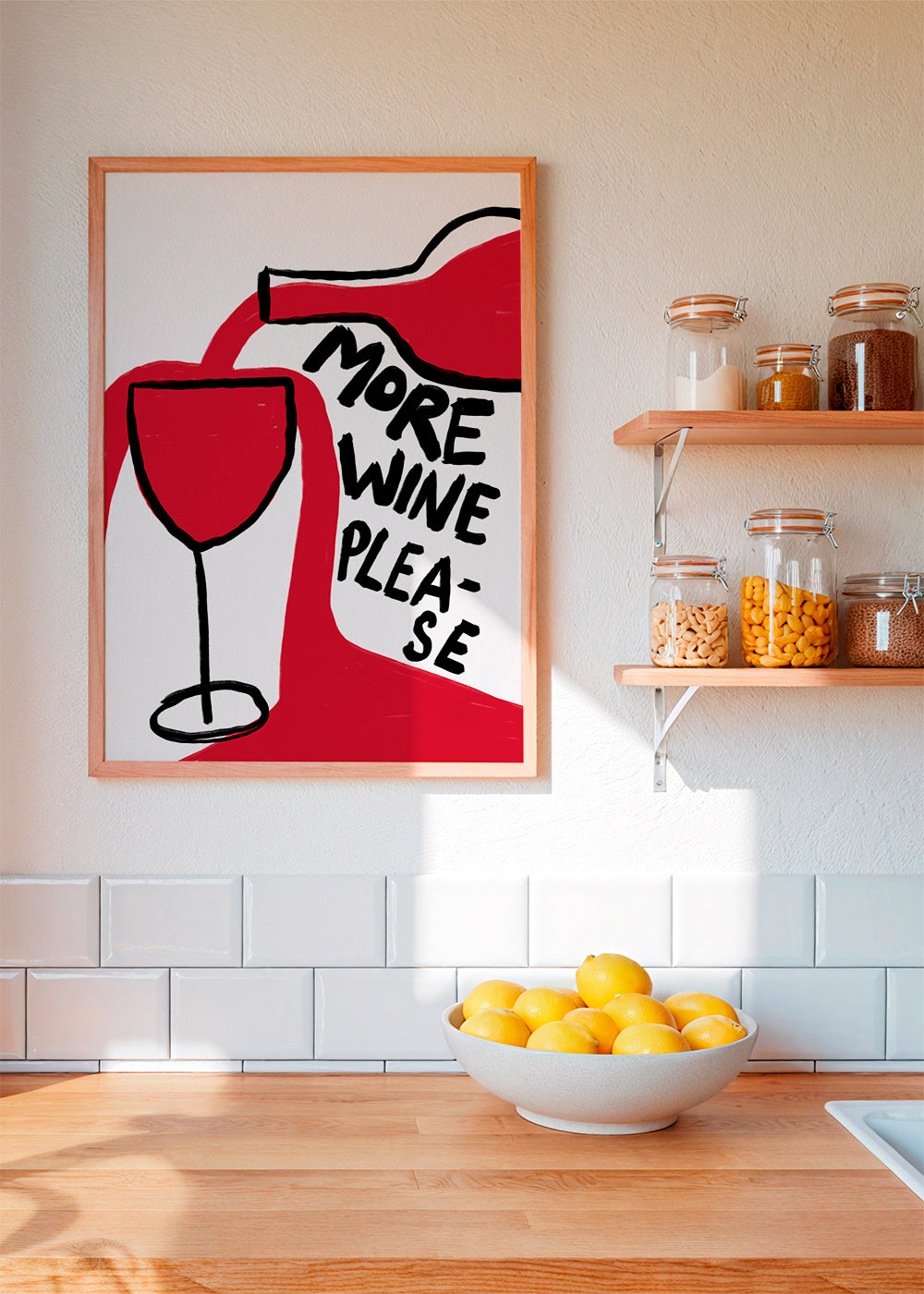 Obraz do kuchyně More Wine Please grafická ilustrace