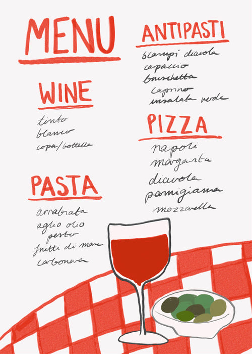 Obraz do kuchyně ilustrované italské menu