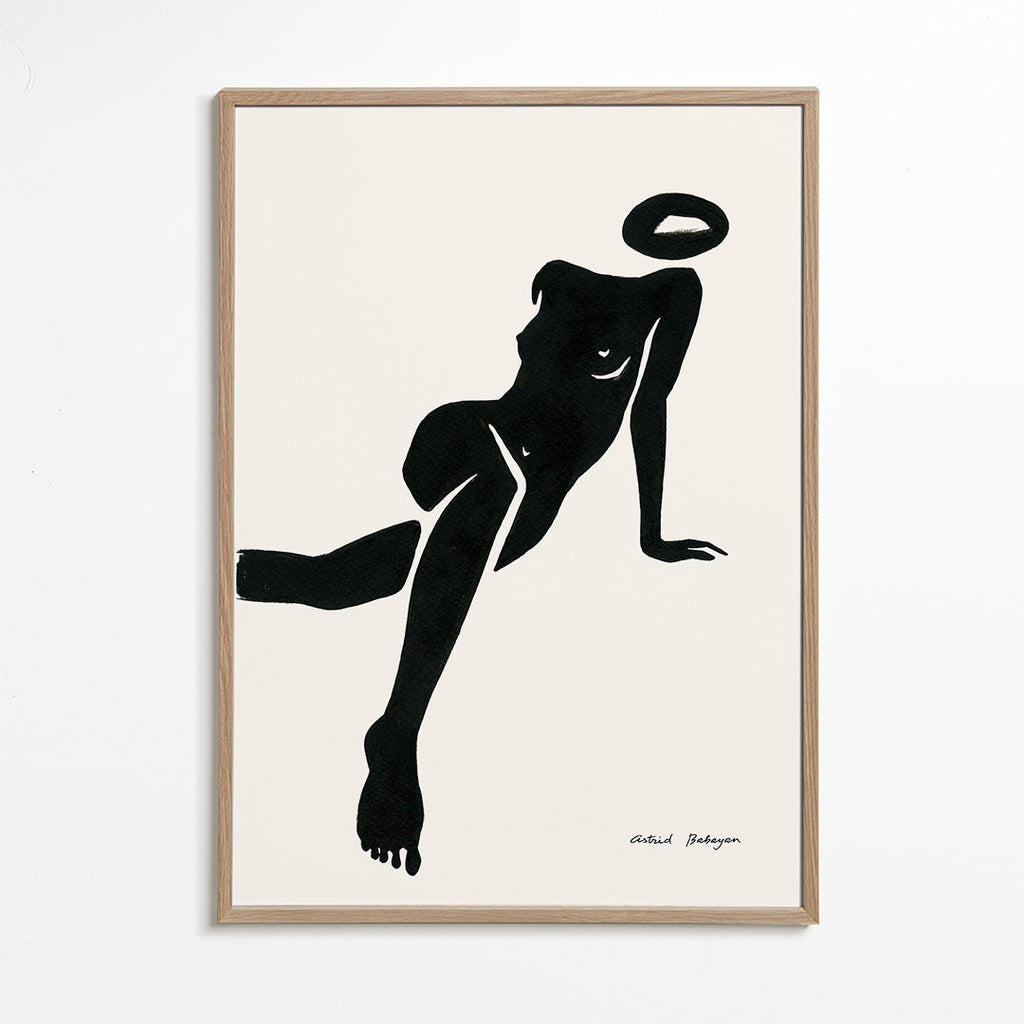 Černobílé umění se siluetou ležící ženy