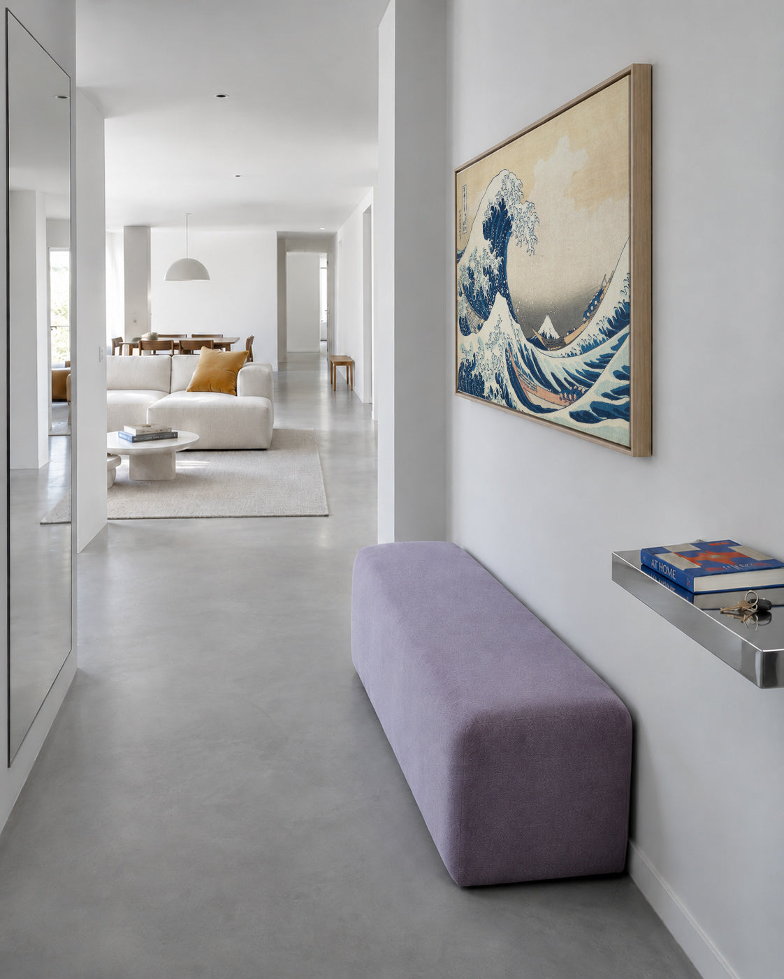 The Great Wave of Kanagawa - Katsushika Hokusai - Framed canvas in an interior
