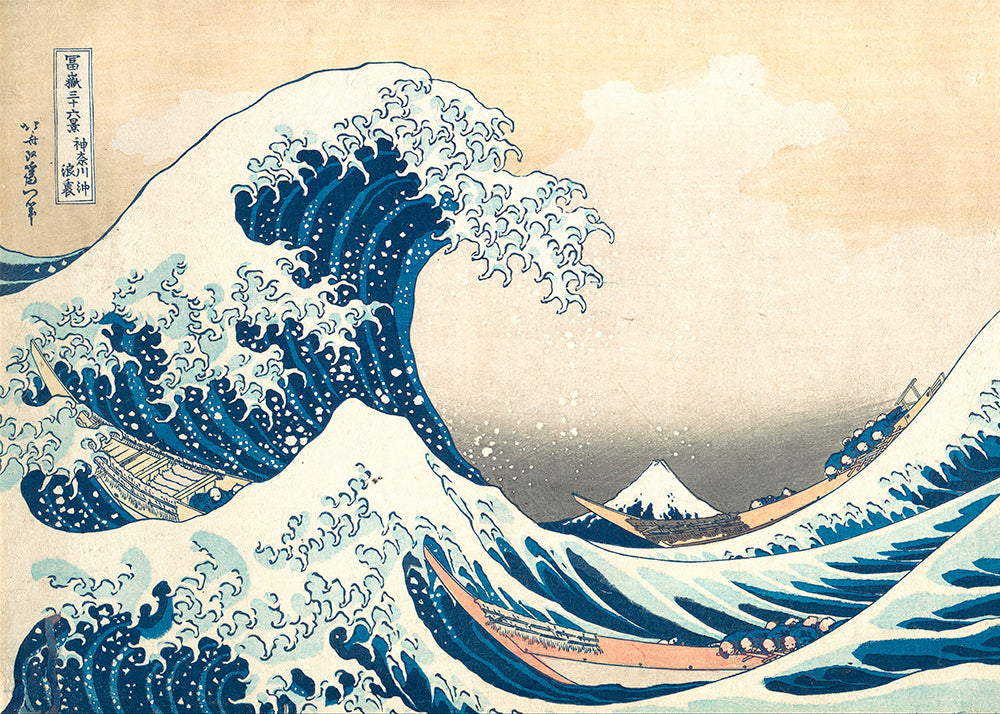 Cuadro de paisaje: japonská vlna v dřevorytu