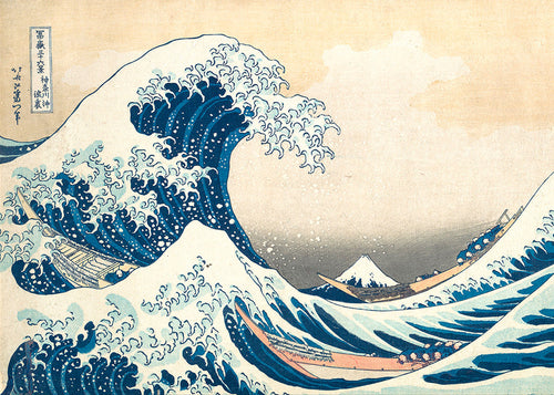 Cuadro de paisaje: japonská vlna v dřevorytu