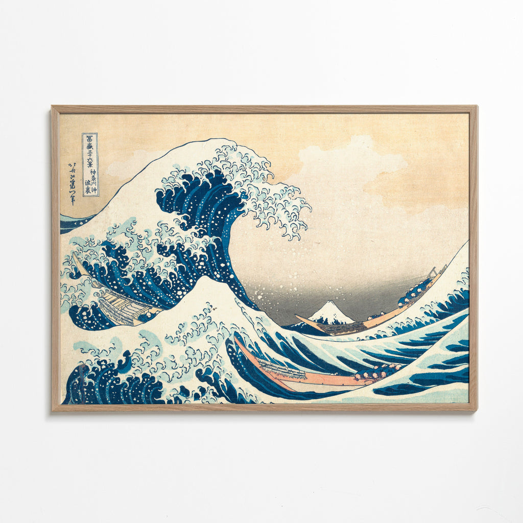 Cuadro de paisaje: japonská vlna v dřevorytu