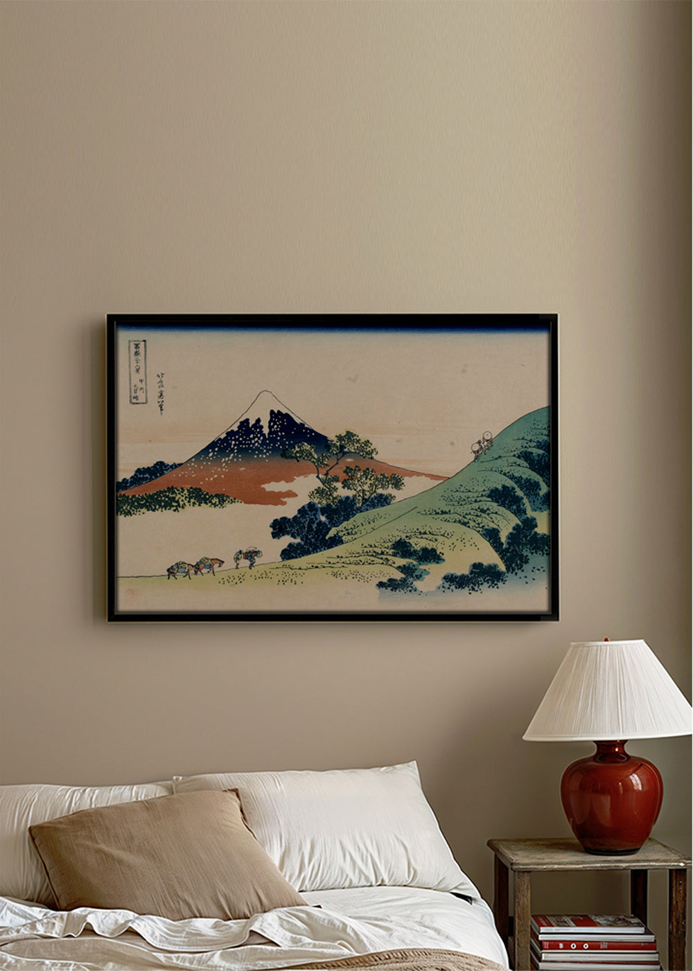 Krajinný obraz Japonsko s Mount Fuji v stylu ukiyo-e