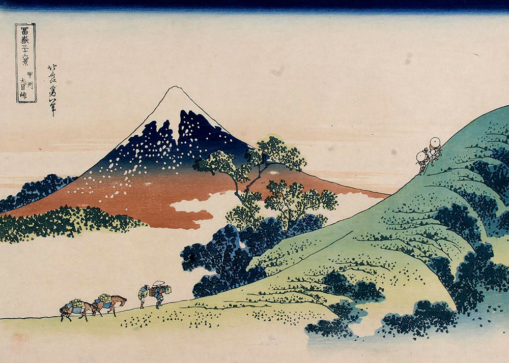 Krajinný obraz Japonsko s Mount Fuji v stylu ukiyo-e