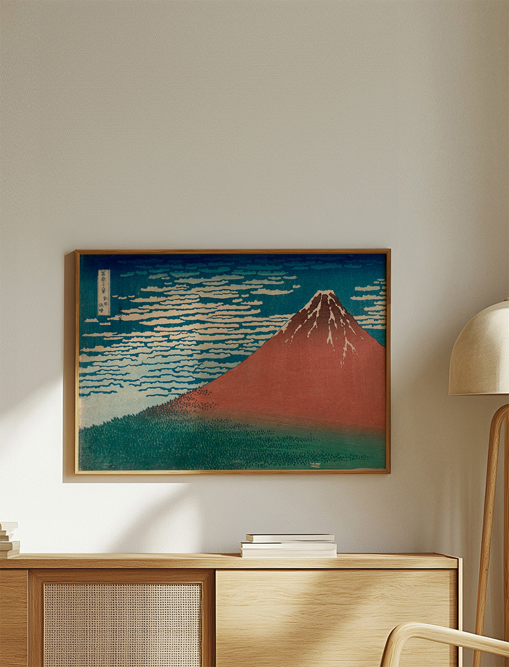 Cuadro de paisaje: Hora Fudži červená v japonském tisku