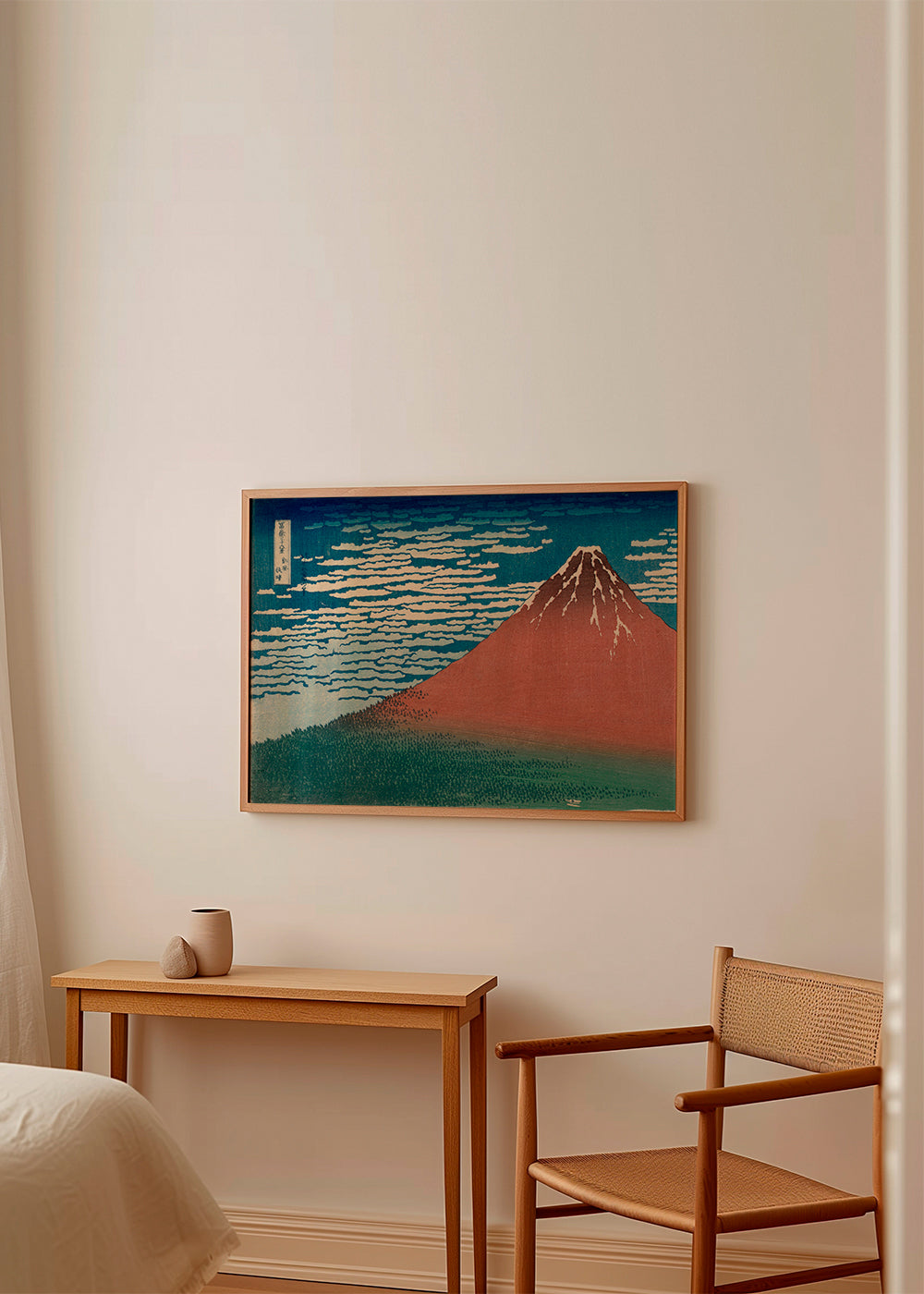 Cuadro de paisaje: Hora Fudži červená v japonském tisku