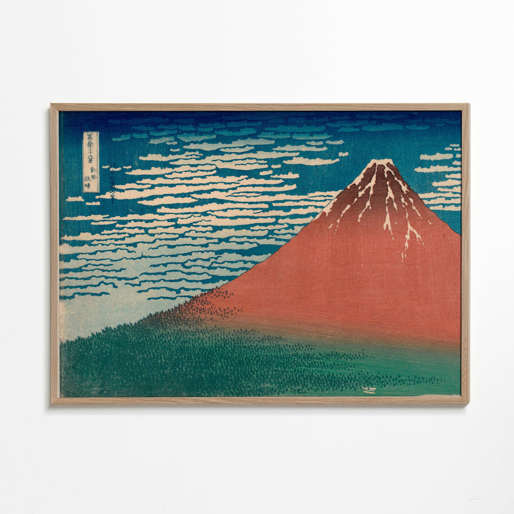 Cuadro de paisaje: Hora Fudži červená v japonském tisku