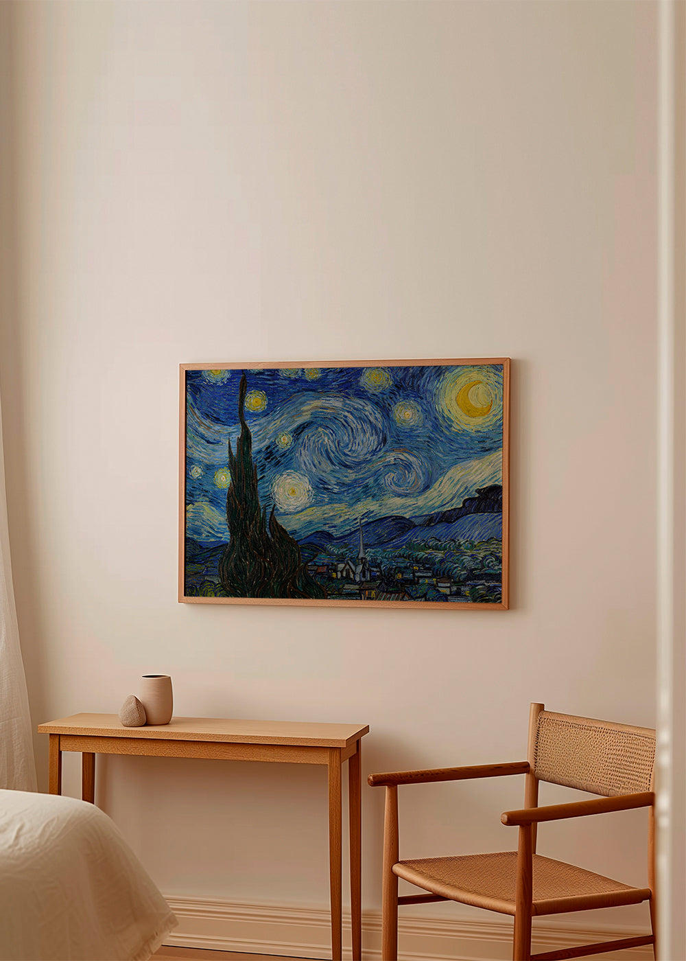 Abstraktní obraz hvězdná noc s cypřišem