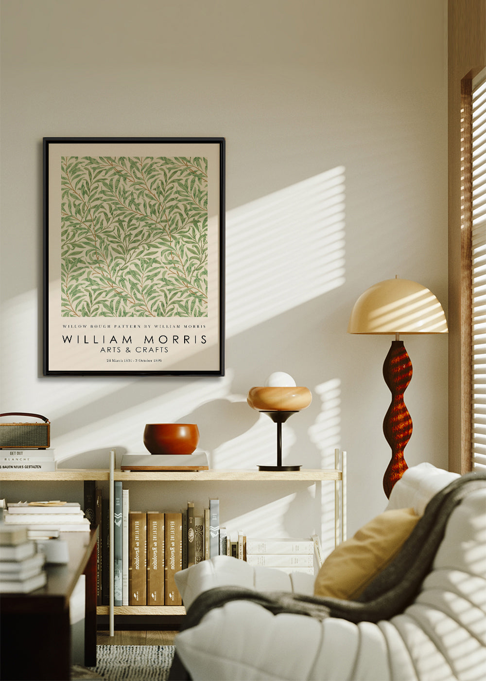 Botanický plakát Willow větve ve stylu Morris