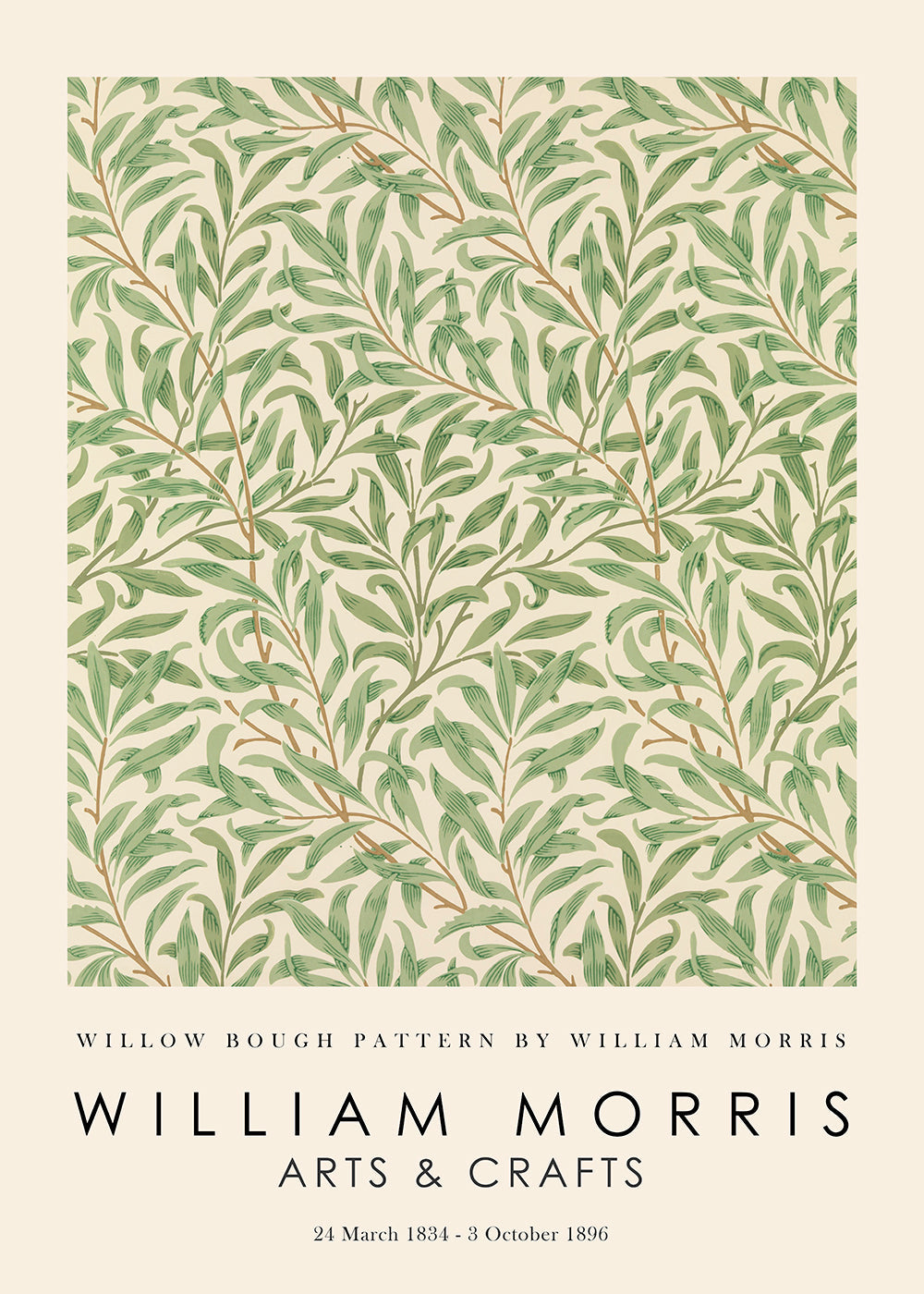 Botanický plakát Willow větve ve stylu Morris