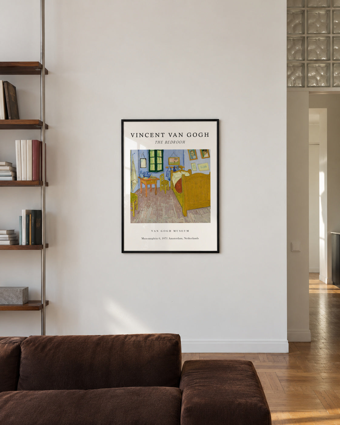 Van Gogh's Bedroom in Arles Exhibition White - Van Gogh - Framed poster in an interior