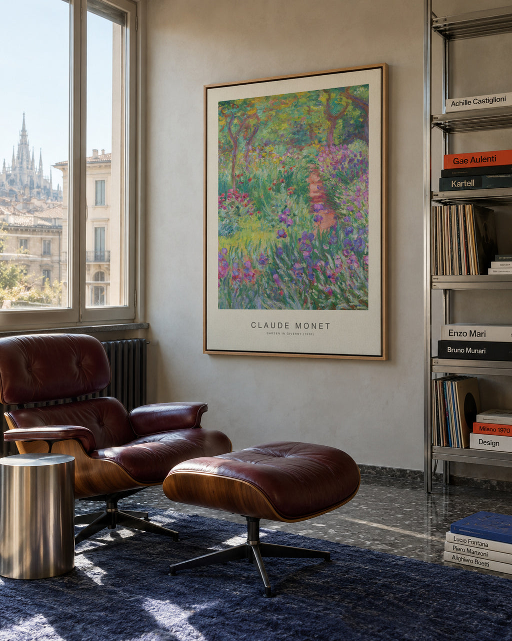 Garden in Giverny (Special Edition) - Claude Monet - Framed canvas in an interior
