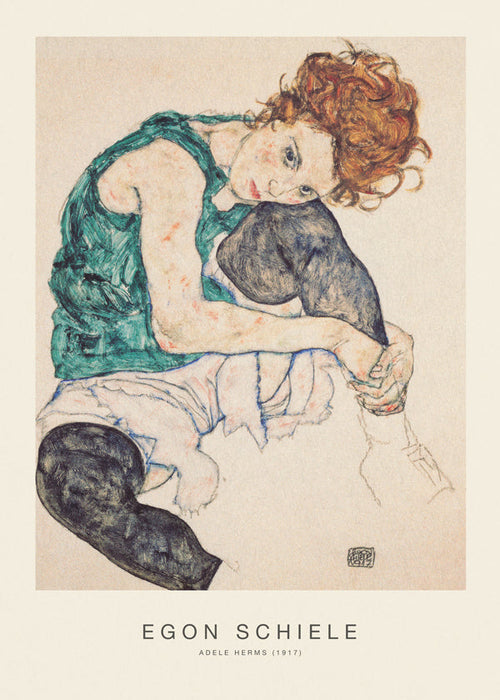 Vintage plakát: portrét Adele Herms od Egona Schiele